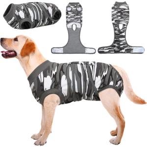 Kuoser Recovery Suit for Dogs Cats, Soft Dog Surgery Suit Female Male Spay, 2x-large (Back:24.8-29.5'', Weight:70+ Lb) Ash Camo