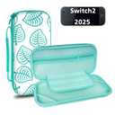 TIKOdirect Carrying Case for Nintendo Switch 2(2025), Shockproof Portable Travel Bag with with 12 Game Card Slots Inner Storage Bag for Switch 2 Console Joy-Con & Accessories, Animal Crossing Green