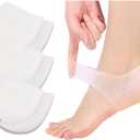 VivoFoot 3 Pairs Gel Heel Protectors, Blister Prevention Heel Sleeves, Silicone Heel Cups & Ankle Protectors for Heel Pain and Cracked Heels Relief for Men and Women (White)