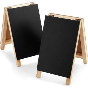 Juvale Mini Chalkboard Easel Signs - 2-Pack, Black, 4.5 x 7.5 in - Tabletop Chalkboard Sign Stand, Double-Sided Display for Wedding, Restaurant Menu & Catering Event Decor