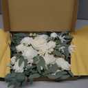 Faux Arch Flower Swag Set of 2 for Wedding Welcome Signs Floral Swag Wedding Reception Ceremony Signs Decor (White)