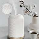 Essential Oil Diffuser,110ML Diffusers for Essential Oils Large Room, Ceramic Diffusers Decorative Ultrasonic Defuser, Ideal for Aesthetic Home,Dorm Dcor, Yoga,White (Gold)