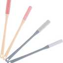 4-Pack Silicone Foot Scrubber & Toe Cleaning Brush with 15.3" Long Handle - No-Bend Shower Design for Seniors & Men & Women (Pink & Grey)