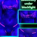 Kaei&Shi Neon Two Tone, Double Layer, High Leg Bottom, 2 Pieces Lingerie (Blue, M)