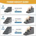 Aodisman 5-Step Dog Stairs and Ramp for High Bed, Non-Slip Sturdy Pet Steps for Small Dogs and Cats,22.2" H,Grey