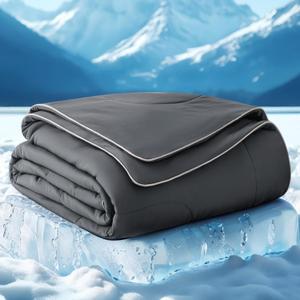 Bedsure Cooling Blankets for Hot Sleepers - Summer Blanket Twin Size, Cold and Lightweight Gift for Night Sweats, Ice Cooled Breathable Comforter for Bed and Couch, Dark Grey, 60x80 Inches