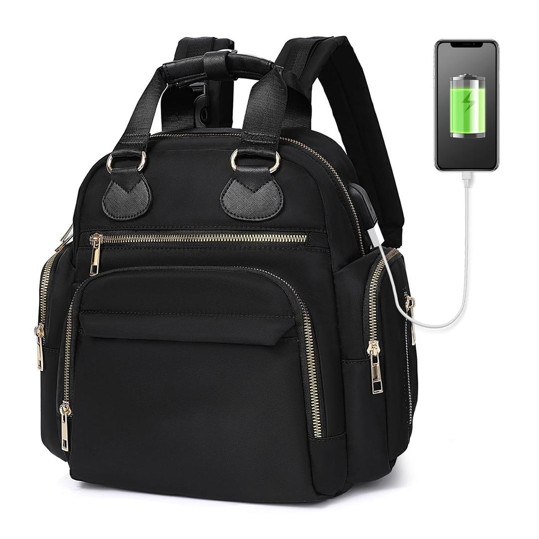 Diaper Bag Backpack Travel Baby Bag with Changing Pad,13 Pockets, Insulated Pockets,USB Charging Port,Baby Shower Essentials,Black
