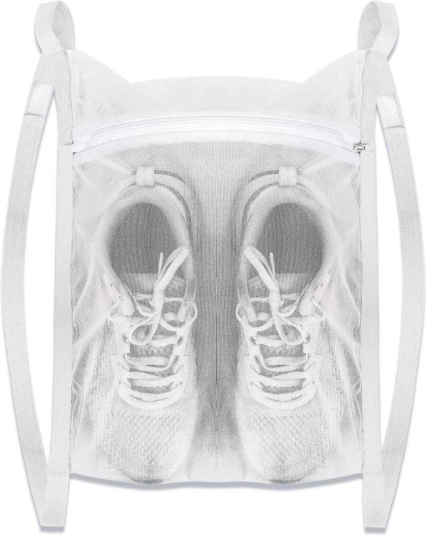 Laundry Bags,Sneaker Wash & Dry Net Bag for Dryer Sneaker Laundry Bags Large HoneyComber Mesh Bags with Zipper and Strap for Shoes Sneaker Washing Mesh Net for Most Dryers Door 15.7" Large