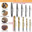 14Pcs Screw Extractor and Left Hand Drill Bits Set, Easy Out Screw Extractor Set, Broken Bolt Extractor Kit Bolt Remover, Reverse Cobalt HSS Steel Drill Bit for Remove Stripped Screws and Broken Bolts