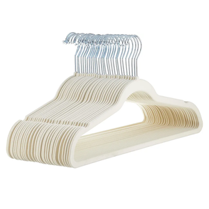 Amazon Basics Slim Velvet Non-Slip Space Saving Suit Clothes Hangers, Closet Organizer, Ivory/Beige, 30-Pack