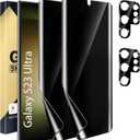 6 Pack [2+2 Pack Privacy Screen Protector Compatible with Galaxy S23 Ultra 5G, 2 TPU Film with 2 Camera Lens Tempered Glass, High Clarity, Bubble Free, AUTO Repair