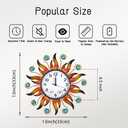 Sun Outdoor Clock with Thermometer and Hygrometer Combo, Silent No-Ticking Outdoor Wall Clock, Waterproof Quartz Clock for Patio, Living Room, Kitchen, Garden, 13 Inch