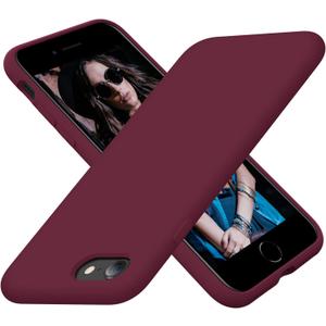 Cordking Designed for iPhone SE Case 2022/2020, Designed for iPhone 7 8 Case, Silicone Slim Shockproof Phone Case with [Soft Microfiber Lining], 4.7 inch, Plum