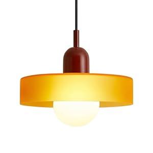 GloMuse Mid Century Modern Pendant Light Fixture Hanging Light Vintage Kitchen Island Light Glass Lights for Dining Room Living Room Orange and Pink