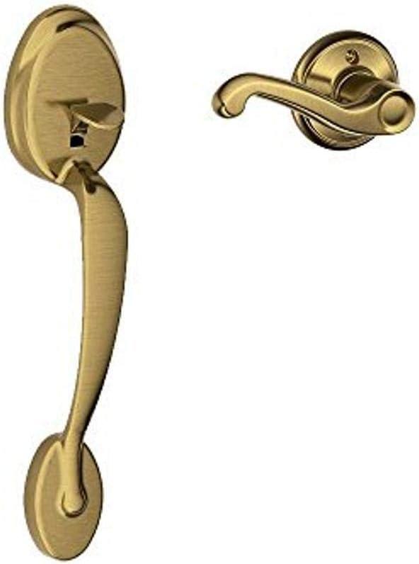 Schlage Lock Company Plymouth Front Entry Handle Flair Right-Handed Interior Lever (Antique Brass) FE285 PLY 609 FLA RH - LOCK FE285 PLY 609 FLA RH (Standard Interior Trim)