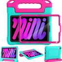 YIHE Kids Case for 8.3 inch iPad mini 7 (A17 Pro) 2024 & iPad mini 6 (A15) 2021, Shockproof Cases for iPad mini 7th/6th Generation with Built-in Screen Protector & Handle Stand, Cyan&Pink