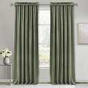 RYB HOME Room Darkening Velvet Curtains 2 Panels Set, Luxury Window Treatment Privacy Thermal Insulated Backdrops for Living Room, 52 inch x 84 inches, Sage Green