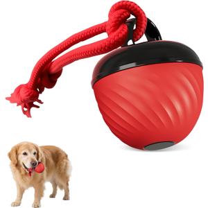 Interactive Dog Toys Ball,2025 Smart Pet Puppy Ball with Ropes, Path Electric Automatic Moving and Rolling Dogs Toy, for Small Medium Large Dogs (Red)