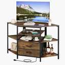 Corner TV Stand for 55 Inch TV, Farmhouse Entertainment Center with 2 Drawers Storage, Corner TV Console with Power Outlet, Retro Brown Media Console for Living Room, Brown, 47.24"Lx19.69"Wx27.95"H
