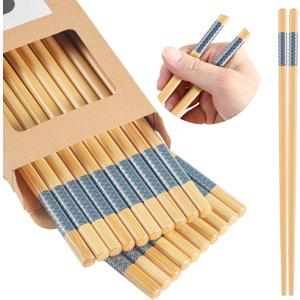 10Pairs Bamboo Chopsticks Reusable | Dishwasher Safe | Non slip | Chinese -9.45in