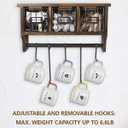 Butizone Rustic Wall Mounted Coat Rack Shelf with Hooks and Baskets, Wood Coffee Mug Storage and Display Organizer, Hanging Entryway Shelf for Coats, Hats, Towel and Keys, Brown