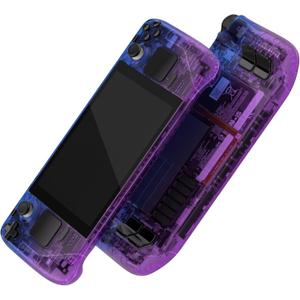 eXtremeRate Gradient Translucent Bluebell Faceplate Back Plate Shell for Steam Deck LCD, Handheld Console Replacement Housing Case, Custom Full Set Shell with Buttons for Steam Deck - Console Without
