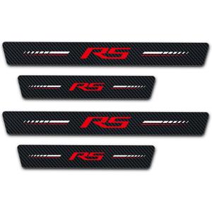4Pcs Door Sill Plate Protectors Compatible with Chevy Camaro RS Car Accessories, Carbon Fiber Leather Door Sill Stickers for Camaro RS Auto Accessories