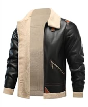 HOOD CREW Men’s Bomber Jacket Winter Coat Stylish Faux Fleece Lined Leather Jackets