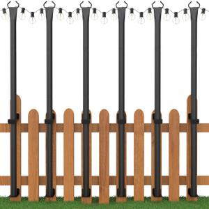 6 Pack String Light Poles, 5 Ft Light Poles for Outside, Thickened Metal Poles for Outdoor String Lights, Light Pole for Patio Deck Garden Backyard Wedding Party Decor