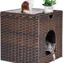 Cat Litter Box Enclosure, Hidden Litter Box Furniture with Litter Mat