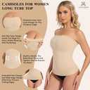 JOYSHAPER Strapless Shapewear Tank Top for Women Bandeau Shapewear Camisole Long Tube Top Strapless Camisoles (Beige, L)