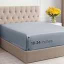 Extra Deep Twin XL Fitted Sheet - Hotel Luxury Single Fitted Sheet Only - Easily Fits 18 inch to 24 inch Mattress - Ultra Soft, Wrinkle Free w/Extra Deep Pockets - Breathable & Comfy - Heathered Blue