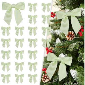 30Pcs Satin Ribbon Bows with Twist Tie - 4.1 x 4.1 Inch Pre-Tied Christmas Tree Bow for Gift Wrapping, Wreath, Garland,Treat Bags,Cake Decor,Crafts Holiday Wedding Home Decorations (30, Dusty Green)