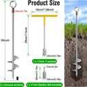Ground Anchors Heavy Duty, 2 Pack Fully Welded Solid Steel Ground Anchors Screw in with 2.9" Spiral Blade, Trampoline Earth Stakes Auger Anchors for Sheds, Mobile Home, Tent, Swing Set