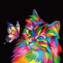 Elftoyer Paint by Numbers for Kids & Adults & Beginner, DIY Canvas Painting Gift Kits for Home Decoration - Colorful Cats and Butterflies 16 x 20 inch (Without Framed)