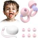 JUSTRVN Kids Ear Plugs(6+yrs)-2 Pairs of Reusable Noise Reduction Earplugs for Small Canal With 6 Tips,Soft Silicone Earplugs for Sleeping,Focus,Travel,Socializing,Concert&Hearing Protection 25dB-30dB
