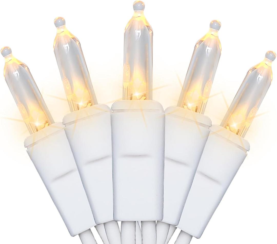 10 Lights LED Christmas Lights - Warm White Mini String Lights Flicker-Free for Small Tree, Crafts, Bottle, Wreath, Indoor and Outdoor Use, UL Certified, Non-Connectable, 5 Feet White Wire
