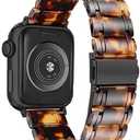 Band with Case [No Screen Protector] Compatible with Apple Watch 46mm 45mm 44mm 42mm 41mm 40mm 38mm,Women Men Fashion Resin Strap Bumper for iWatch Series 11/10/9/8/7/SE/6/5/4/3/2/1