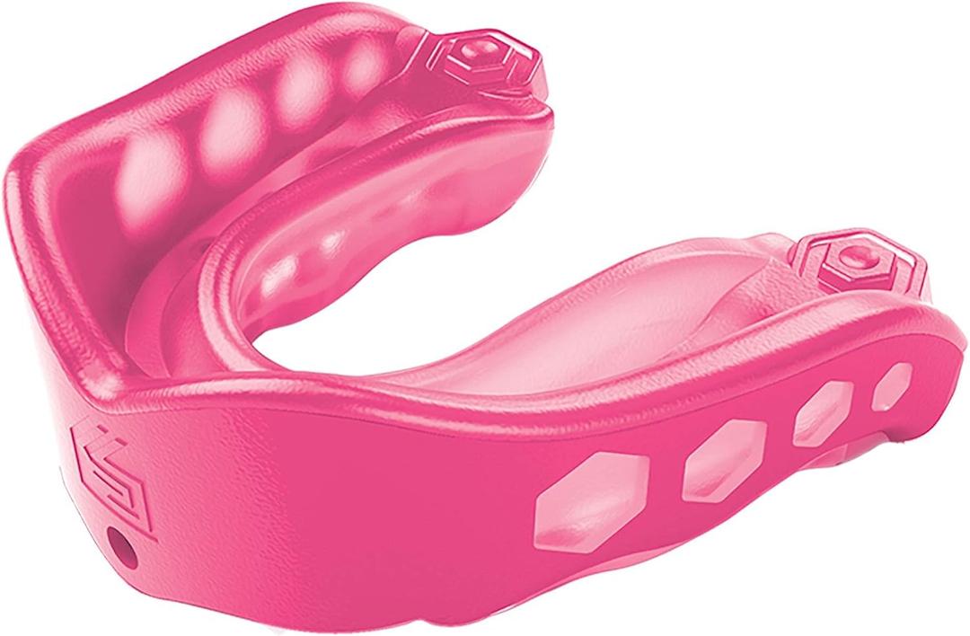Gel Max Mouth Guard, Sports Mouthguard for Football, Lacrosse, Hockey, Basketball, Flavored Mouth Guard, PINK, Adult, Non-Flavored