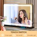 Ratsamee Vanity Mirror with Lights, Led Makeup Mirror, Lighted Makeup Mirror with 3 Color Dimmable Lights, Smart Touch Screen Control, Aluminum Metal Frame,USB Charging Port