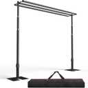 EMART Backdrop Stand Heavy Duty 10x10Ft,Three Crossbar Pipe and Drape Photo Background Support Kit, Adjustable Metal Frame with Flat Base for Wedding Birthday Party Decorations-Black