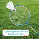 Badminton Set - Backyard Games Include 4 Badminton Rackets, 3 Birdies, Regulation-Size Net with Pole Stakes and Carry Bag - Outdoor Sports by Hey Play, One Size