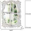 Vintage Mirrors for Wall Decor 16 X 24 Inch, Hanging Distressed White Carved Wood Wavy Antique Oval Mirror, Rustic Curvy Mirror for Entryway Bathroom, Horizontal or Vertical