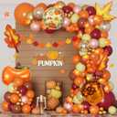 Ouddy Life 194Pcs Fall Thanksgiving Balloons Arch Garland Kit, Maple Leaf Banner Pumpkin Burnt Orange Burgundy Brown Confetti Balloon for Autumn Harvest Birthday Baby Shower Party Decorations