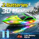 HOLYFUN RC Boat for Kids & Adults, 2.4GHz 9.3 Mph Remote Control Boat with Led Light, 2 Battery(30 Mins Play), Summer Toys Boats for Water Pool & Lake