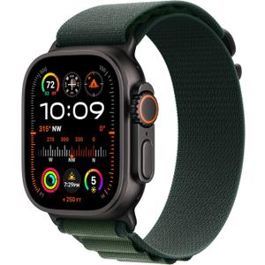 Apple Watch Ultra 2 [GPS + Cellular 49mm] Smartwatch, Sport Watch with Black Titanium Case with Dark Green Alpine Loop - M. Fitness Tracker, Precision GPS, Action Button, Carbon Neutral, Black Titanium Case with Dark Green Alpine Loop, Medium w/out Apple Care