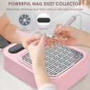 Pink Nail Dust Collector with Reusable Filter for Acrylic Gel Nails, 80W Power Nail Vacuum Cleaner Dust Catcher Adjustable Dust Sucker for Nails Manicure Pedicure at Home Nail Salons