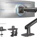HUANUO HNSS48B Monitor Arm, Compatible with 17-49 inches, High Load Capacity, 39.7 lbs (18 kg), Gas Spring Type, Display Arm, VESA Standard, 3.0 x 3.9 x 3.9 inches (75 x 75 mm), 3.9 x 3.9 inches 