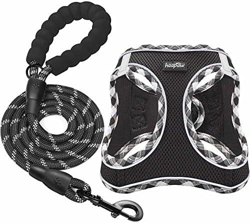 haapaw Dog Harness with Leash Set, No Pull Adjustable Reflective Step-in Puppy Harness with Thickened Padded Vest for Extra-Small/Small Dogs