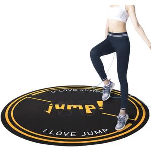 Nisorpa Jump Rope Mat 49'' Round Non-Slip Pad 1/4'' Thick Durable Workout Shock Absorbing for Skipping, Cardio, Cross Exercise, Gym - Black and Yellow